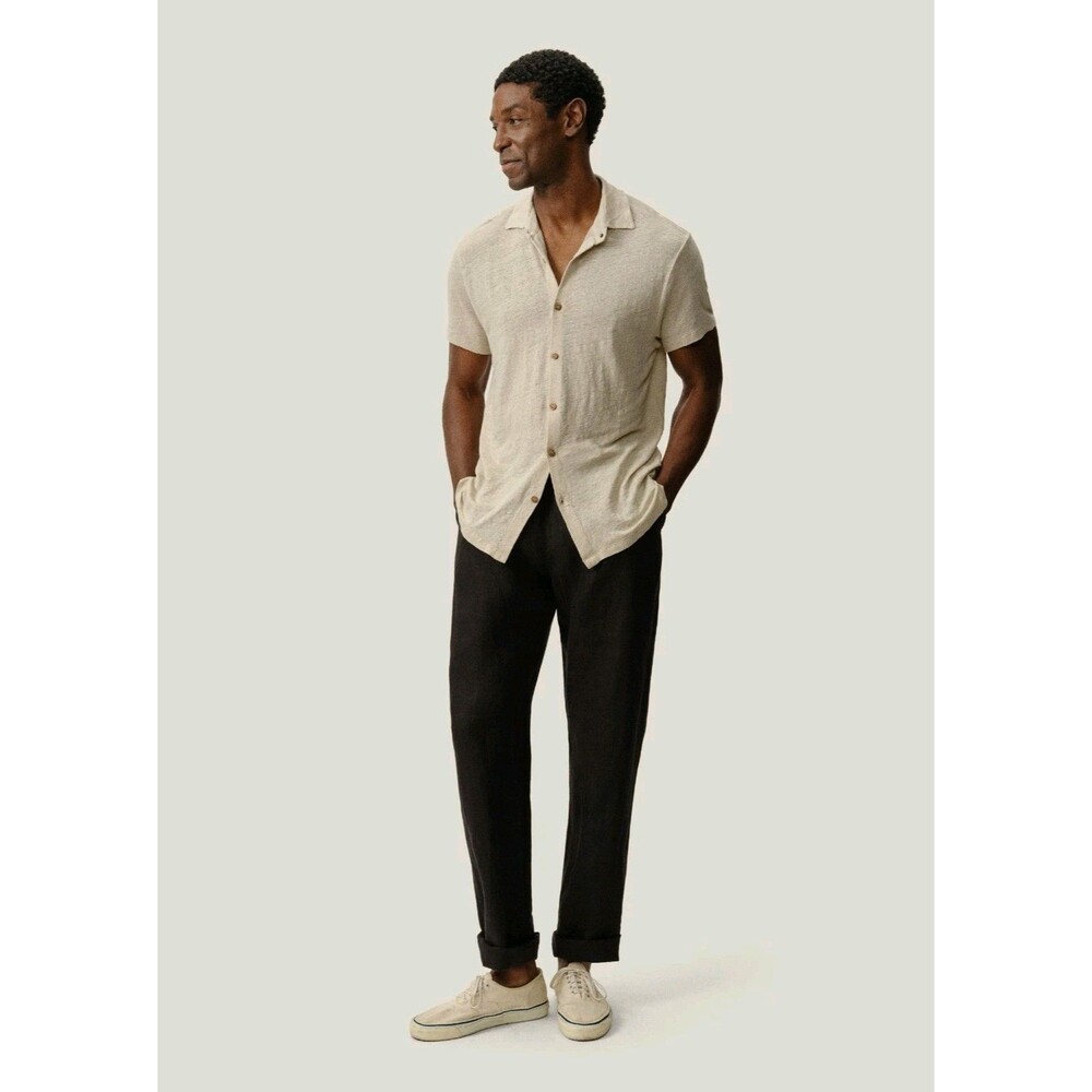 Alex Crane Bo Drawstring Linen Pants Black Men XXL